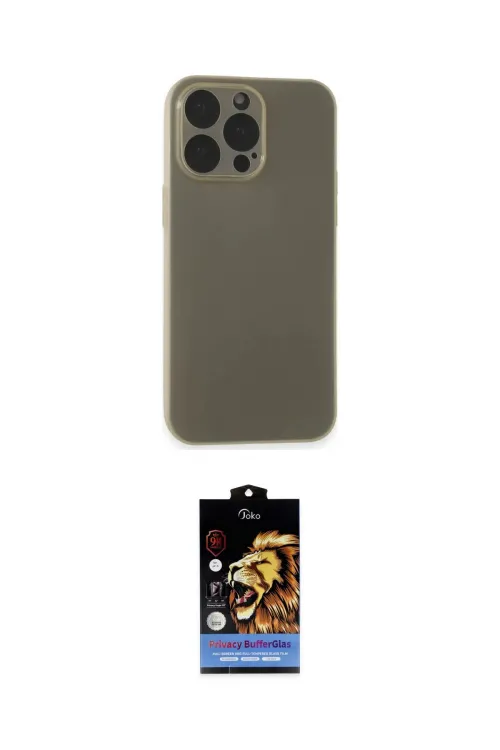 ieg™ iPhone 15 Pro Max Kılıf Atlas Minimal Prime - Siyah Buffer Hayalet Cam Ekran Koruyucu