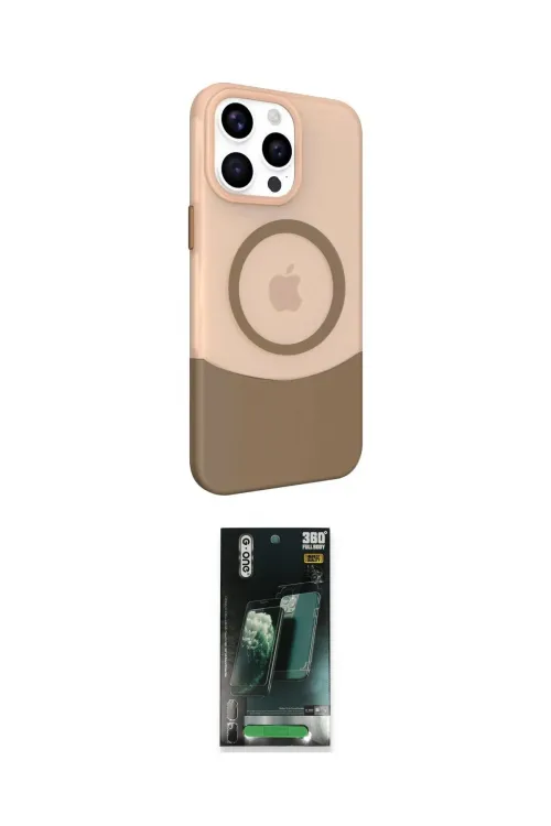 ieg™ iPhone 15 Pro Max Kılıf Çekirdek Asil Özel Seri - Şeffaf 360 Full Body Arka Koruyucu