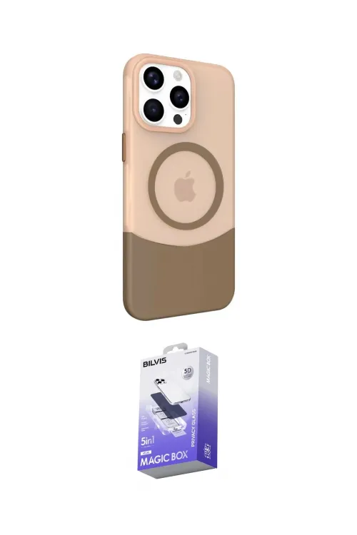 ieg™ iPhone 15 Pro Max Kılıf Çekirdek Asil Özel Seri - Siyah Bilvis 5in1 5D Magic Hayalet Cam Ekran Koruyucu
