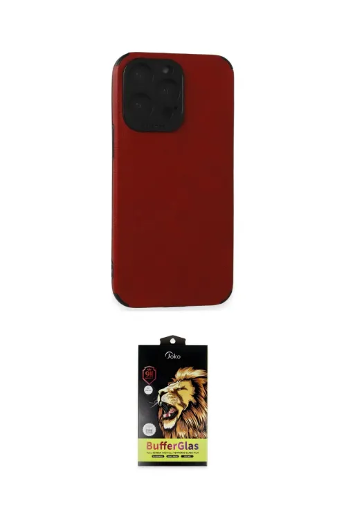 ieg™ iPhone 15 Pro Max Kılıf Doruk Asil Koleksiyonu - Siyah Buffer Cam Ekran Koruyucu