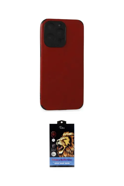 ieg™ iPhone 15 Pro Max Kılıf Doruk Asil Koleksiyonu - Siyah Buffer Hayalet Cam Ekran Koruyucu