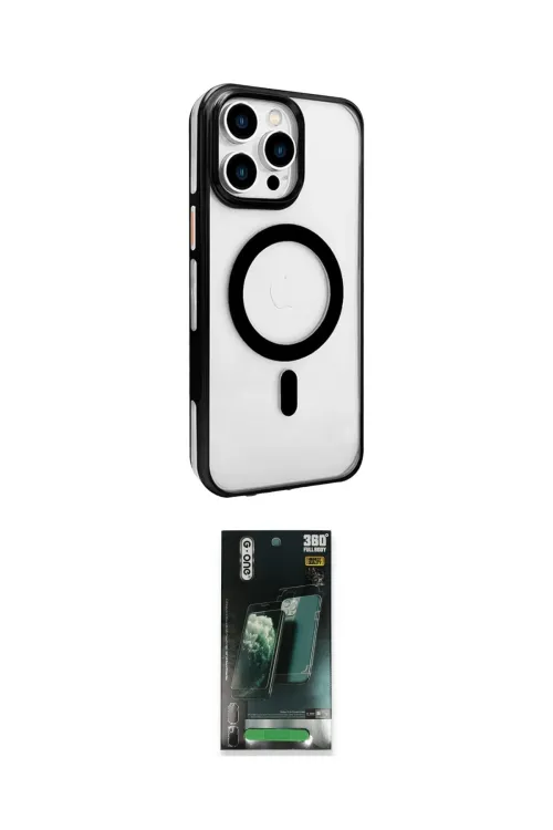 ieg™ iPhone 15 Pro Max Kılıf Doruk Doku Özel Seri - Şeffaf 360 Full Body Arka Koruyucu