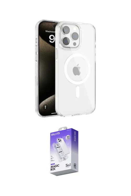 ieg™ iPhone 15 Pro Max Kılıf Doruk Doku Özel Seri - Siyah Bilvis 5in1 3D Magic Cam Ekran Koruyucu