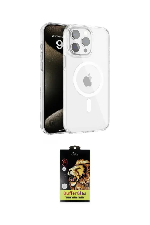 ieg™ iPhone 15 Pro Max Kılıf Doruk Doku Özel Seri - Siyah Buffer Cam Ekran Koruyucu