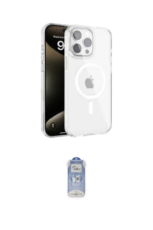 ieg™ iPhone 15 Pro Max Kılıf Doruk Doku Özel Seri - Siyah Joko Magic 5D Cam