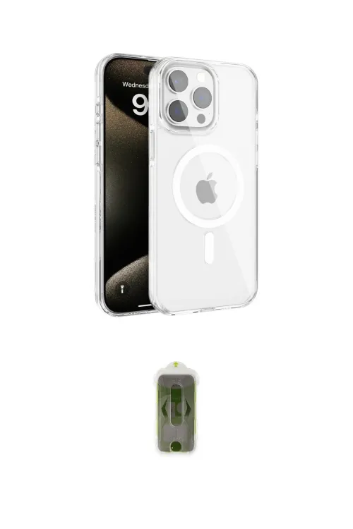 ieg™ iPhone 15 Pro Max Kılıf Doruk Doku Özel Seri - Siyah Joko Magic 5D Hayalet Cam