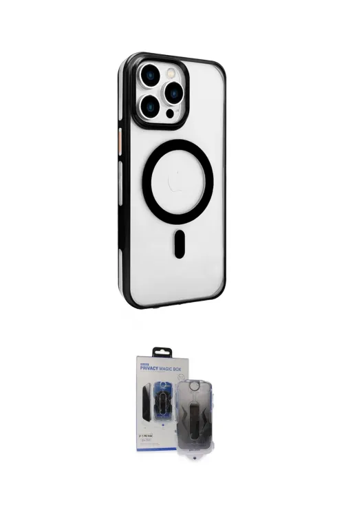 ieg™ iPhone 15 Pro Max Kılıf Doruk Doku Özel Seri - Siyah Vanessa Magic Hayalet Cam