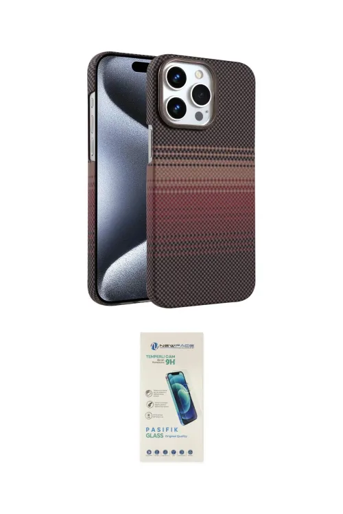ieg™ iPhone 15 Pro Max Kılıf Doruk Serisi - Şeffaf Pasifik Cam Ekran Koruyucu