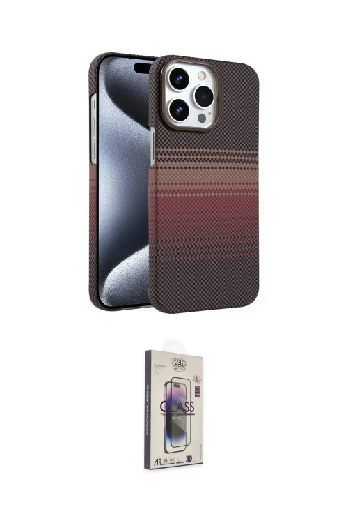ieg™ iPhone 15 Pro Max Kılıf Doruk Serisi - Siyah Bilvis 3D Cam Ekran Koruyucu