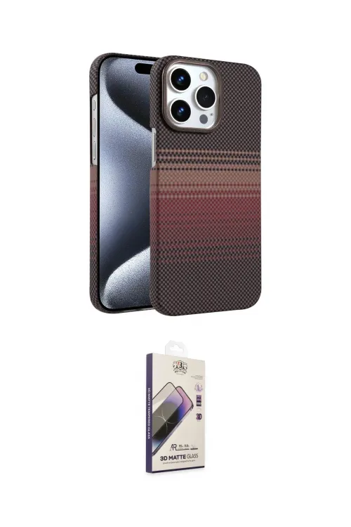 ieg™ iPhone 15 Pro Max Kılıf Doruk Serisi - Siyah Bilvis 3D Mat Cam Ekran Koruyucu