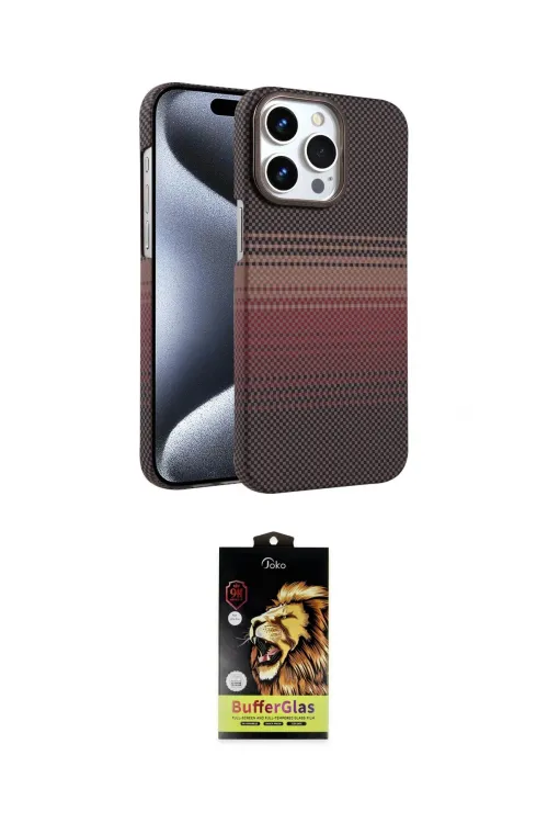 ieg™ iPhone 15 Pro Max Kılıf Doruk Serisi - Siyah Buffer Cam Ekran Koruyucu