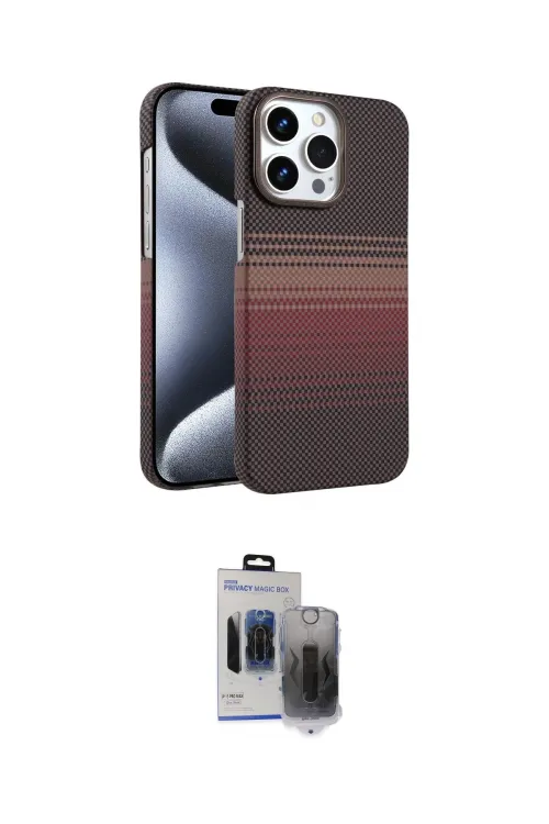 ieg™ iPhone 15 Pro Max Kılıf Doruk Serisi - Siyah Vanessa Magic Hayalet Cam