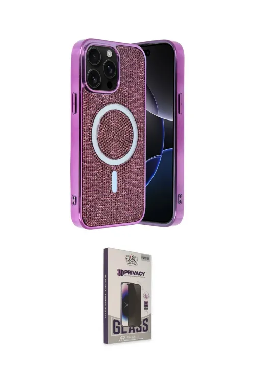 ieg™ iPhone 15 Pro Max Kılıf Eksen Çizgi - Siyah Bilvis Hayalet Cam Ekran Koruyucu
