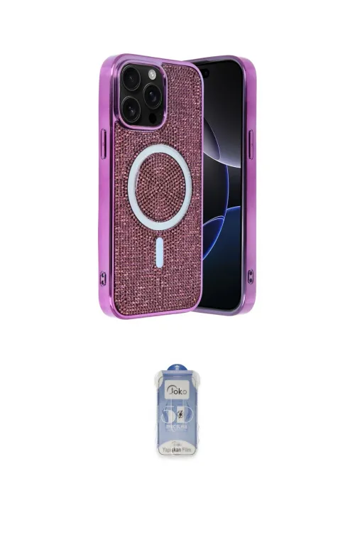 ieg™ iPhone 15 Pro Max Kılıf Eksen Çizgi - Siyah Joko Magic 5D Cam