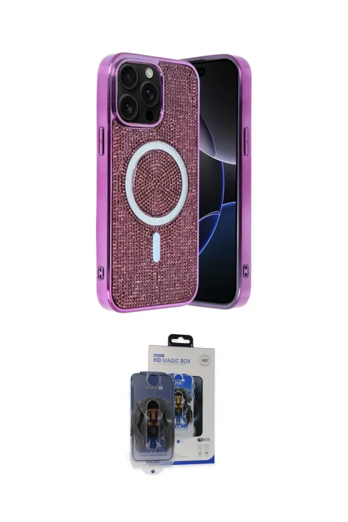 ieg™ iPhone 15 Pro Max Kılıf Eksen Çizgi - Siyah Vanessa Magic Cam
