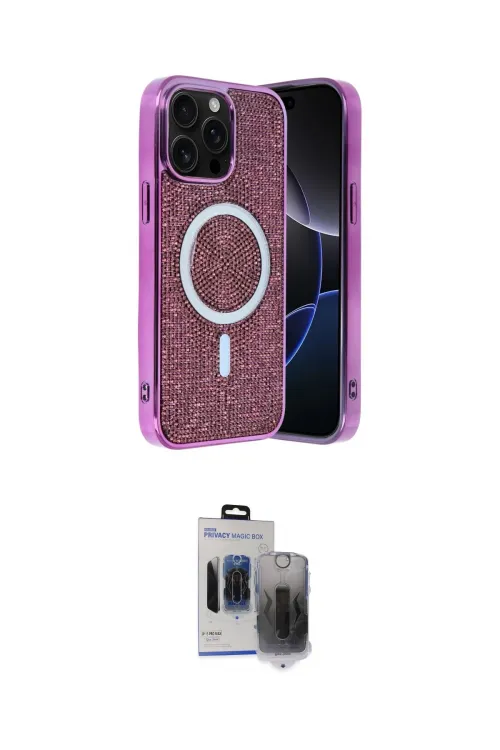 ieg™ iPhone 15 Pro Max Kılıf Eksen Çizgi - Siyah Vanessa Magic Hayalet Cam