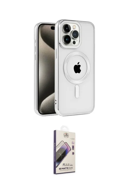ieg™ iPhone 15 Pro Max Kılıf Eksen Form Koleksiyonu - Siyah Bilvis 3D Mat Cam Ekran Koruyucu