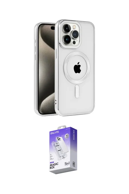 ieg™ iPhone 15 Pro Max Kılıf Eksen Form Koleksiyonu - Siyah Bilvis 5in1 3D Magic Cam Ekran Koruyucu