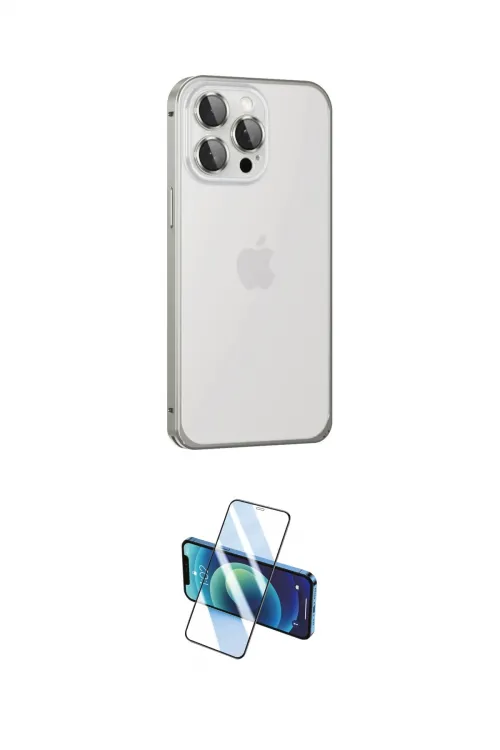 ieg™ iPhone 15 Pro Max Kılıf Eksen Form Serisi - Siyah 3D Antistatik Seramik Nano Ekran Koruyucu