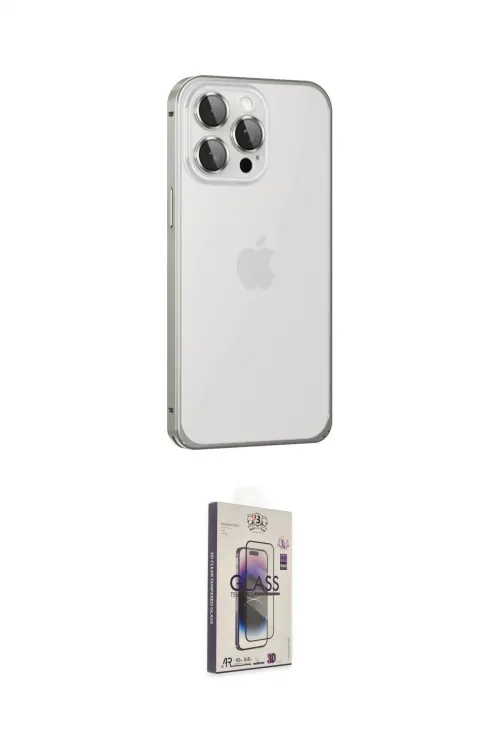 ieg™ iPhone 15 Pro Max Kılıf Eksen Form Serisi - Siyah Bilvis 3D Cam Ekran Koruyucu