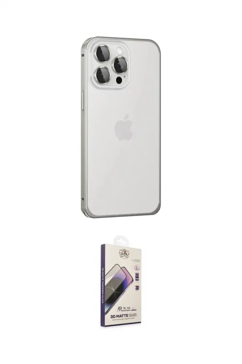 ieg™ iPhone 15 Pro Max Kılıf Eksen Form Serisi - Siyah Bilvis 3D Mat Cam Ekran Koruyucu