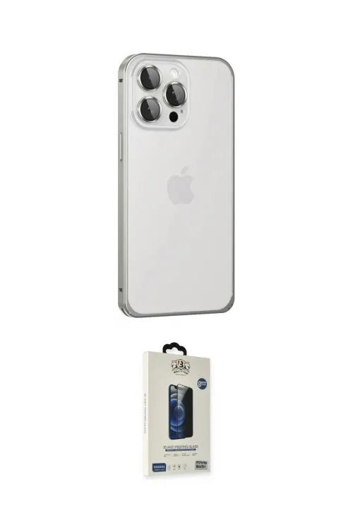 ieg™ iPhone 15 Pro Max Kılıf Eksen Form Serisi - Siyah Bilvis Hayalet Cam Ekran Koruyucu