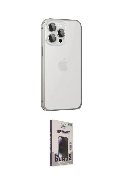 ieg™ iPhone 15 Pro Max Kılıf Eksen Form Serisi - Siyah Bilvis Hayalet Cam Ekran Koruyucu