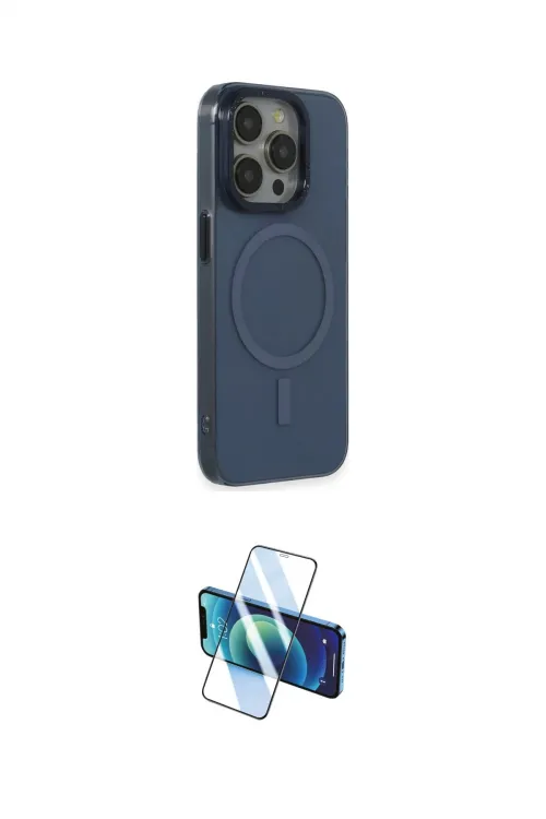 ieg™ iPhone 15 Pro Max Kılıf Eksen Işık Prime - Siyah 3D Antistatik Seramik Nano Ekran Koruyucu