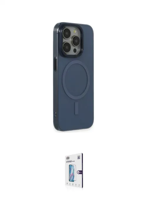 ieg™ iPhone 15 Pro Max Kılıf Eksen Işık Prime - Siyah Bilvis 0.18mm Plus Cam Ekran Koruyucu