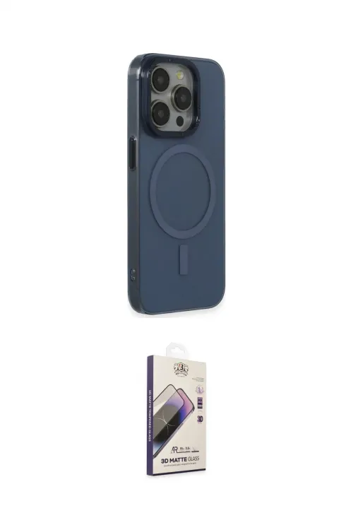 ieg™ iPhone 15 Pro Max Kılıf Eksen Işık Prime - Siyah Bilvis 3D Mat Cam Ekran Koruyucu