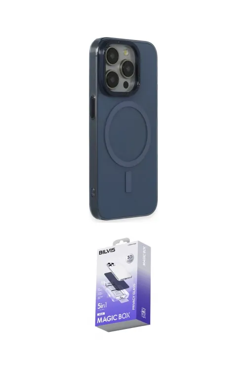 ieg™ iPhone 15 Pro Max Kılıf Eksen Işık Prime - Siyah Bilvis 5in1 5D Magic Hayalet Cam Ekran Koruyucu