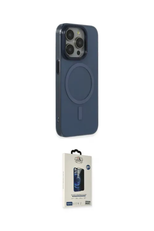 ieg™ iPhone 15 Pro Max Kılıf Eksen Işık Prime - Siyah Bilvis Hayalet Cam Ekran Koruyucu
