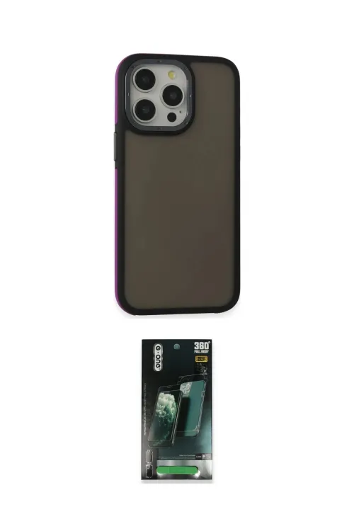 ieg™ iPhone 15 Pro Max Kılıf Eksen Işık - Siyah 360 Mat Full Body Arka Koruyucu