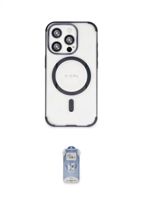 ieg™ iPhone 15 Pro Max Kılıf Eksen Klasik Koleksiyonu - Siyah Joko Magic 5D Cam