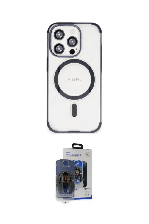 ieg™ iPhone 15 Pro Max Kılıf Eksen Klasik Koleksiyonu - Siyah Vanessa Magic Cam
