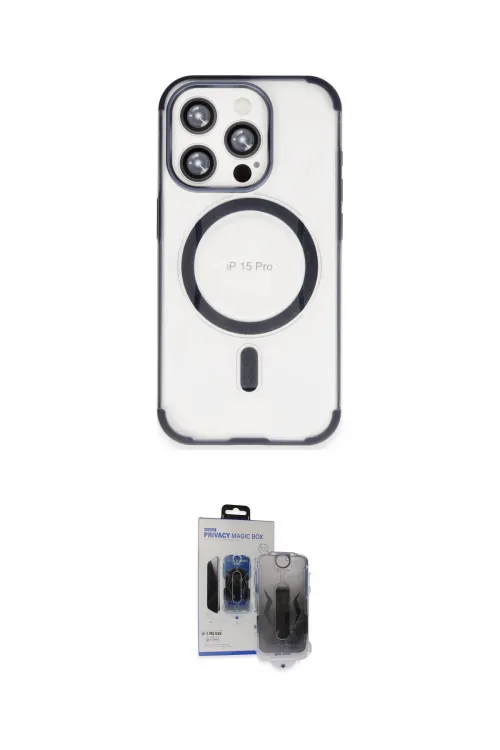 ieg™ iPhone 15 Pro Max Kılıf Eksen Klasik Koleksiyonu - Siyah Vanessa Magic Hayalet Cam