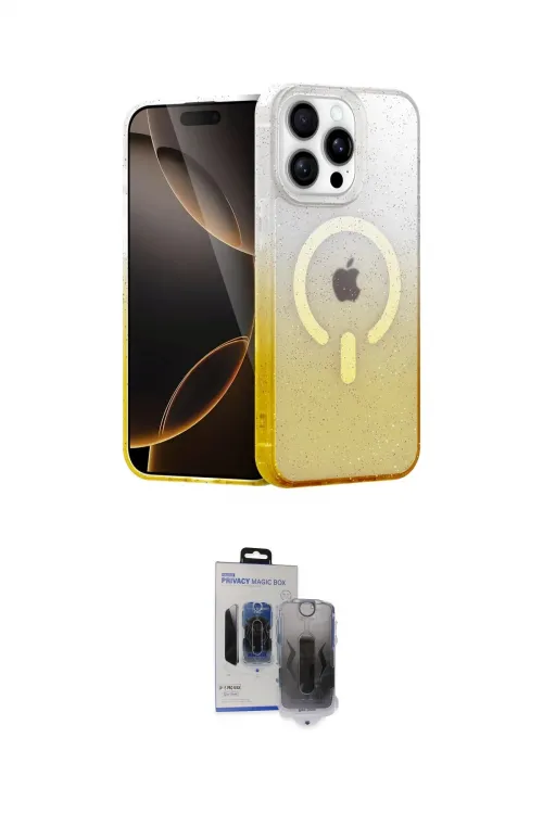 ieg™ iPhone 15 Pro Max Kılıf Eksen Minimal Özel Seri - Siyah Vanessa Magic Hayalet Cam