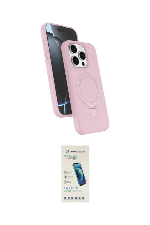 ieg™ iPhone 15 Pro Max Kılıf İz Işık Koleksiyonu - Şeffaf Pasifik Cam Ekran Koruyucu