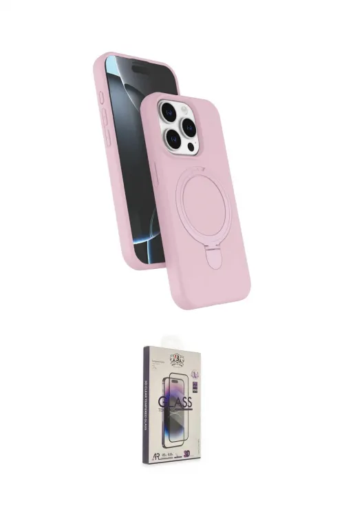 ieg™ iPhone 15 Pro Max Kılıf İz Işık Koleksiyonu - Siyah Bilvis 3D Cam Ekran Koruyucu