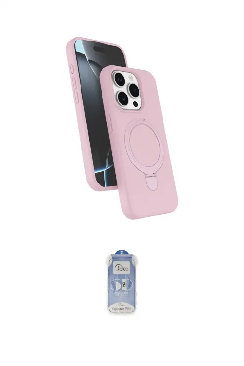 ieg™ iPhone 15 Pro Max Kılıf İz Işık Koleksiyonu - Siyah Joko Magic 5D Cam