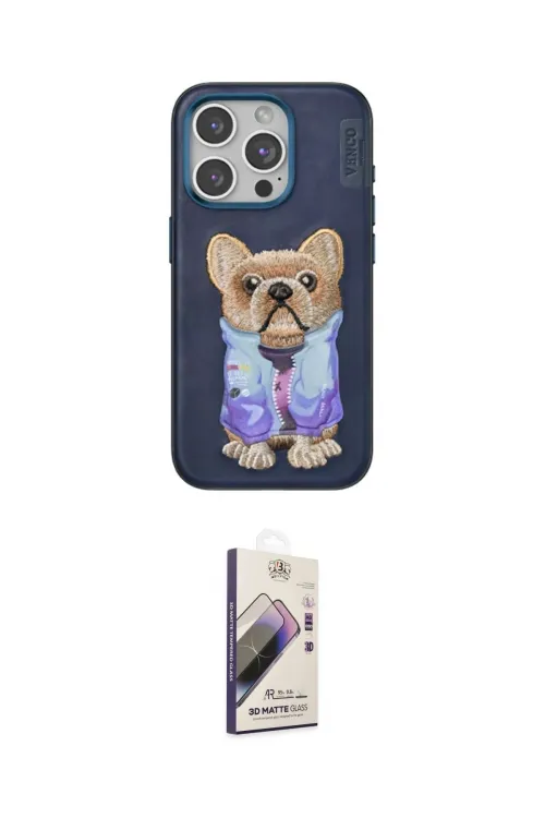ieg™ iPhone 15 Pro Max Kılıf İz Minimal Koleksiyonu - Siyah Bilvis 3D Mat Cam Ekran Koruyucu