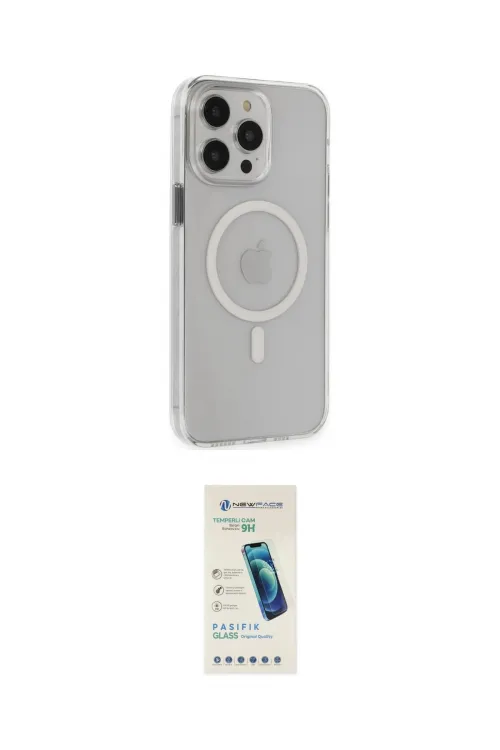 ieg™ iPhone 15 Pro Max Kılıf Kıvılcım Asil Özel Seri - Şeffaf Pasifik Cam Ekran Koruyucu