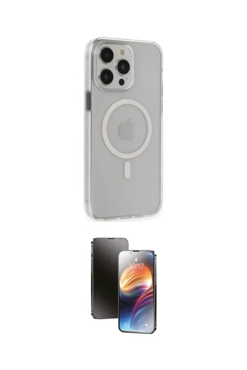 ieg™ iPhone 15 Pro Max Kılıf Kıvılcım Asil Özel Seri - Siyah 3D Antistatik Mat Seramik Nano Ekran Koruyucu