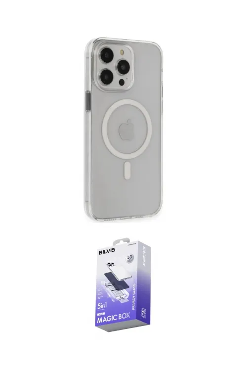 ieg™ iPhone 15 Pro Max Kılıf Kıvılcım Asil Özel Seri - Siyah Bilvis 5in1 5D Magic Hayalet Cam Ekran Koruyucu