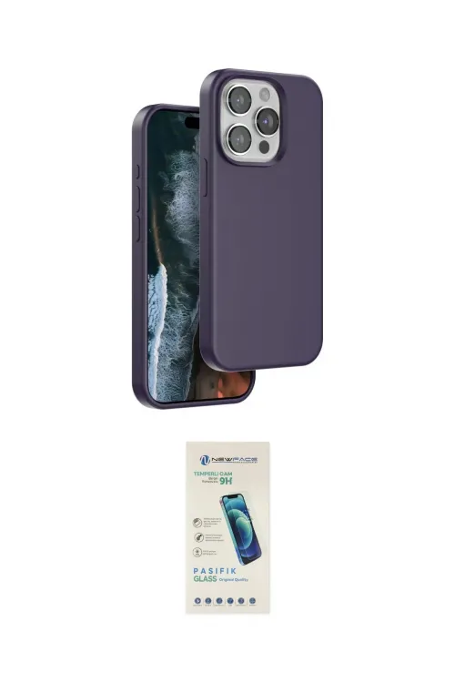 ieg™ iPhone 15 Pro Max Kılıf Kıvılcım Çizgi Serisi - Şeffaf Pasifik Cam Ekran Koruyucu