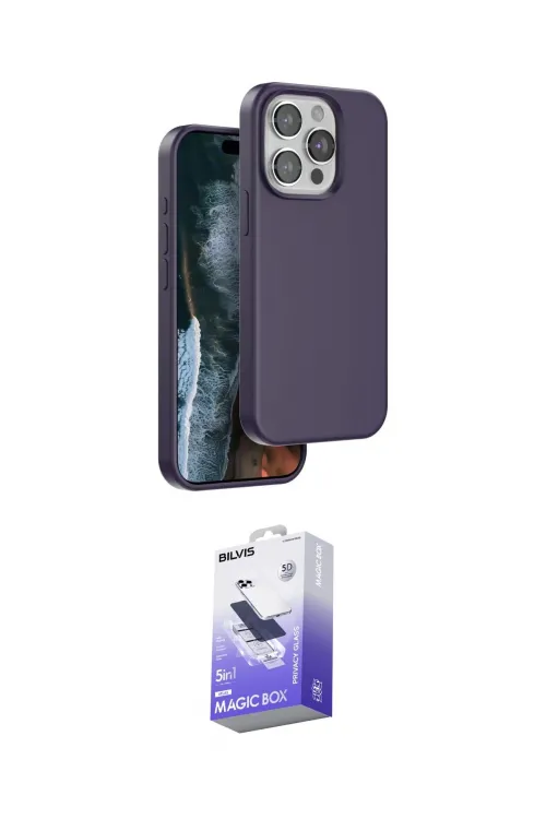 ieg™ iPhone 15 Pro Max Kılıf Kıvılcım Çizgi Serisi - Siyah Bilvis 5in1 5D Magic Hayalet Cam Ekran Koruyucu