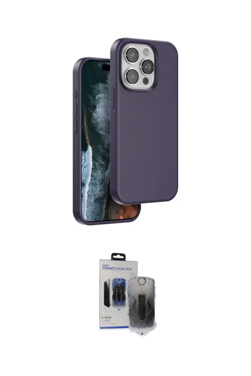 ieg™ iPhone 15 Pro Max Kılıf Kıvılcım Çizgi Serisi - Siyah Vanessa Magic Hayalet Cam