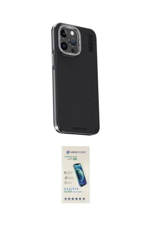 ieg™ iPhone 15 Pro Max Kılıf Kıvılcım Modern Özel Seri - Şeffaf Pasifik Cam Ekran Koruyucu