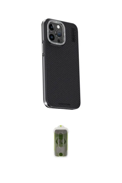 ieg™ iPhone 15 Pro Max Kılıf Kıvılcım Modern Özel Seri - Siyah Joko Magic 5D Hayalet Cam