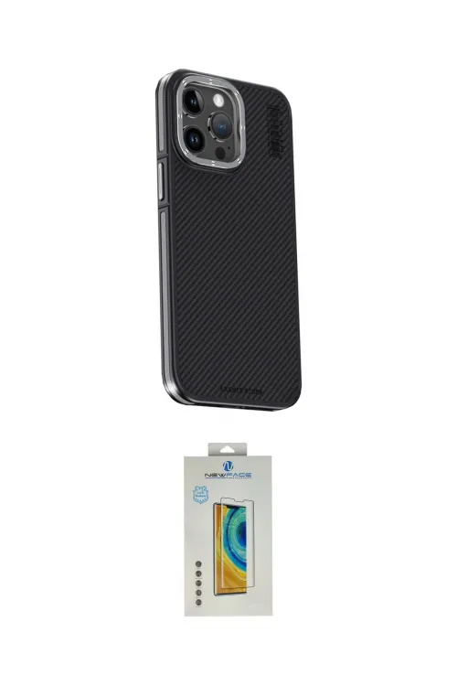 ieg™ iPhone 15 Pro Max Kılıf Kıvılcım Modern Özel Seri - Siyah Polymer Nano Ekran Koruyucu